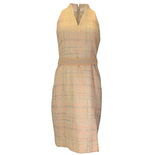 Akris Tan Multi Belted Boucle Tweed Dress