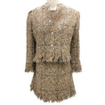 Load image into Gallery viewer, Sonia Rykiel Tan Multi Fringed Wool Tweed Jacket and Dress Suit Set
