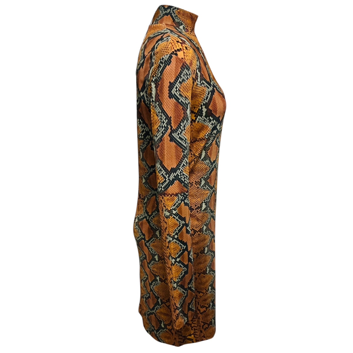 Just Cavalli Brown Multi Reptile Snakeskin Animal Print Fitted Stretch Jersey Mini Dress