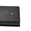 Load image into Gallery viewer, Chanel 2010 Black / Silver CC Logo Camellia Embossed Leather 6 Key Holder Wallet
