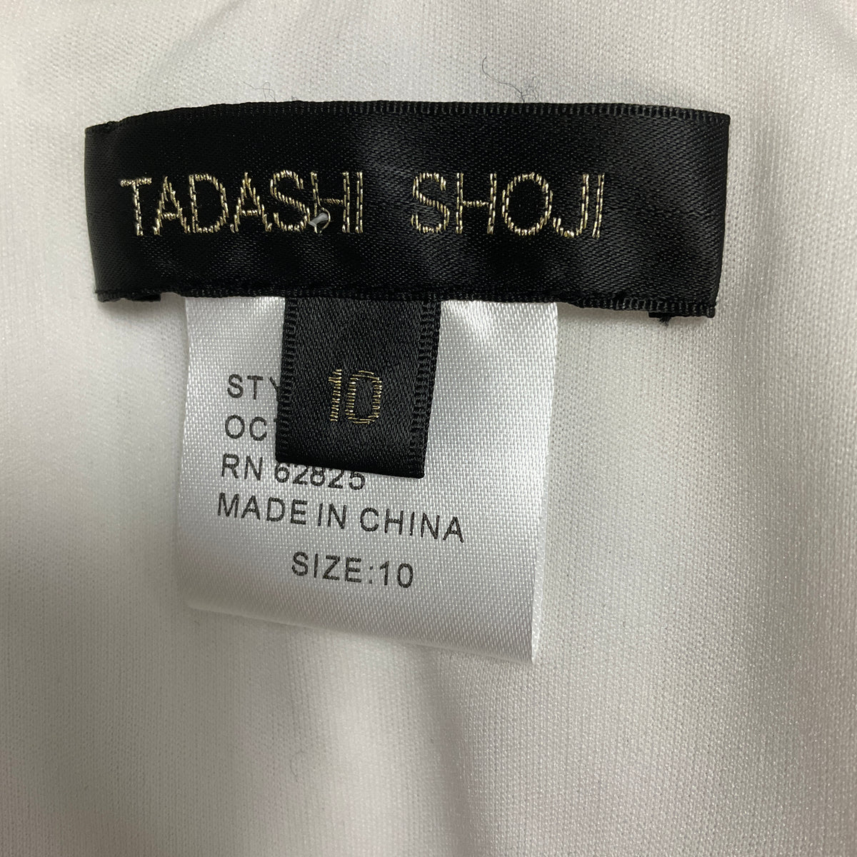 Tadashi Shoji Ivory / Black Ruffled Two-Tone Colorblock Silk Midi Cocktail Dress