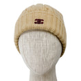 Load image into Gallery viewer, Celine Tan Cable Knit Cashmere Triomphe Beanie Hat
