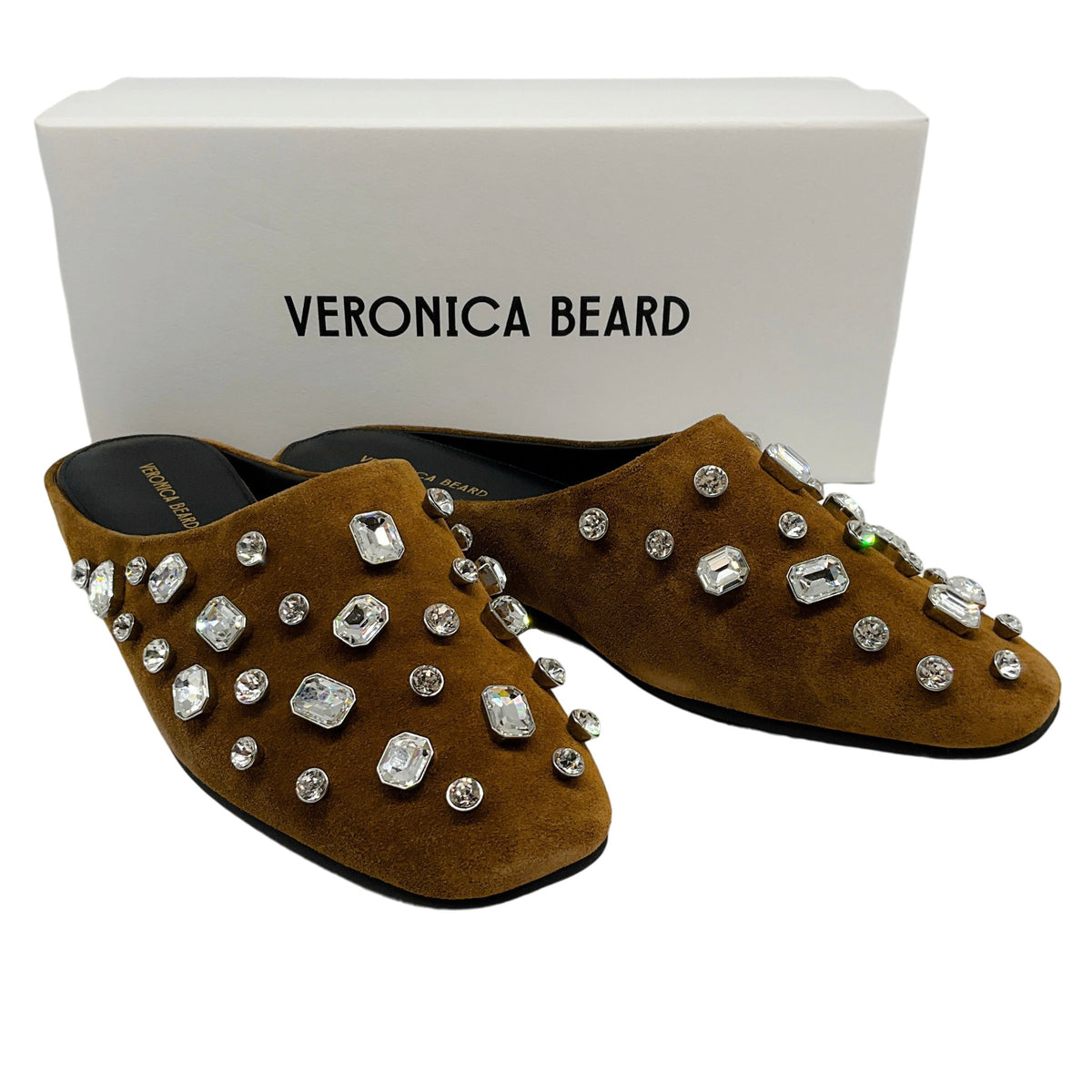 Veronica Beard Chestnut Suede Narcisa Slide Mules