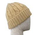 Load image into Gallery viewer, Celine Tan Cable Knit Cashmere Triomphe Beanie Hat
