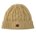 Load image into Gallery viewer, Celine Tan Cable Knit Cashmere Triomphe Beanie Hat
