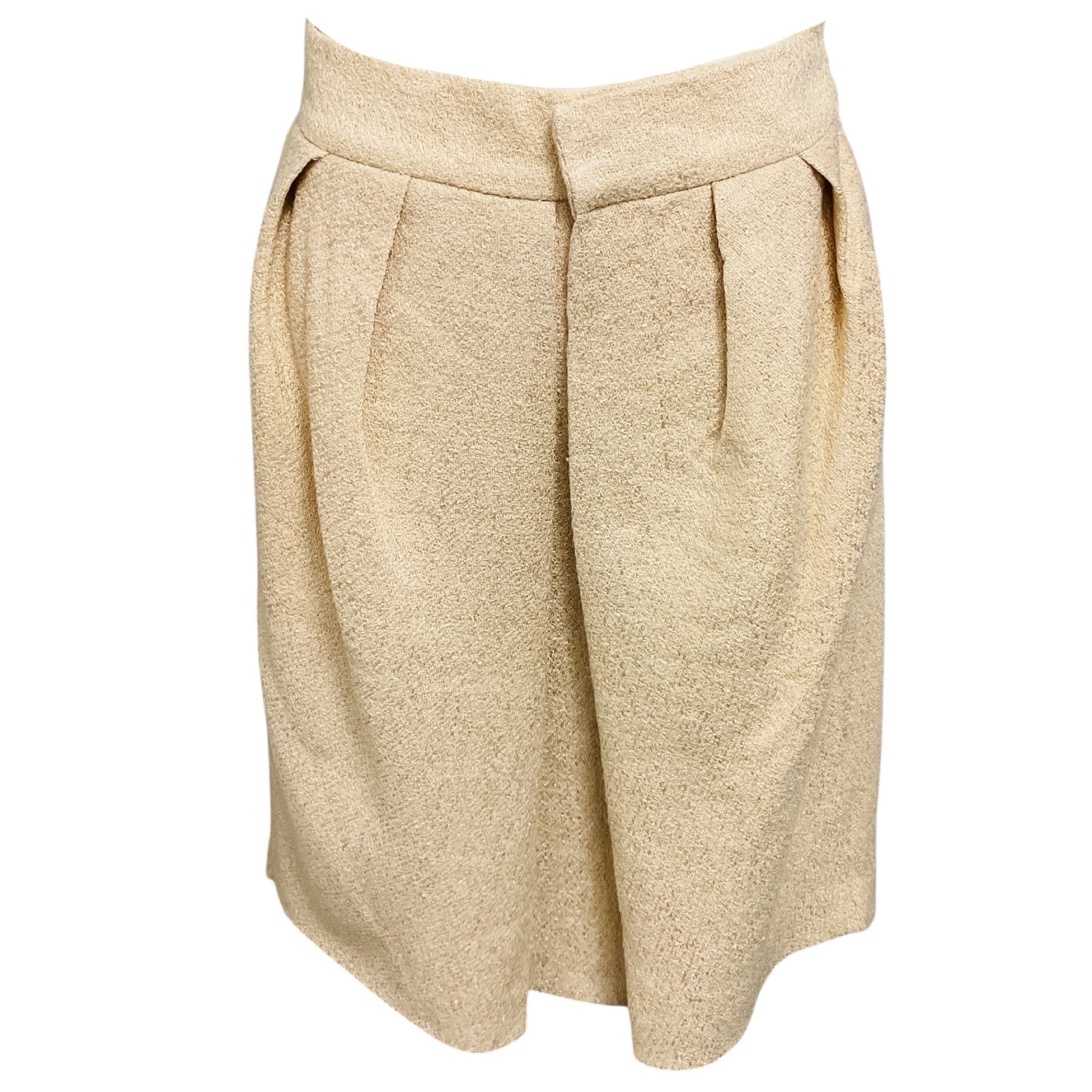 Versace Beige Front Pleat Mid Length Skirt
