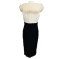 Load image into Gallery viewer, Tadashi Shoji Ivory / Black Ruffled Two-Tone Colorblock Silk Midi Cocktail Dress
