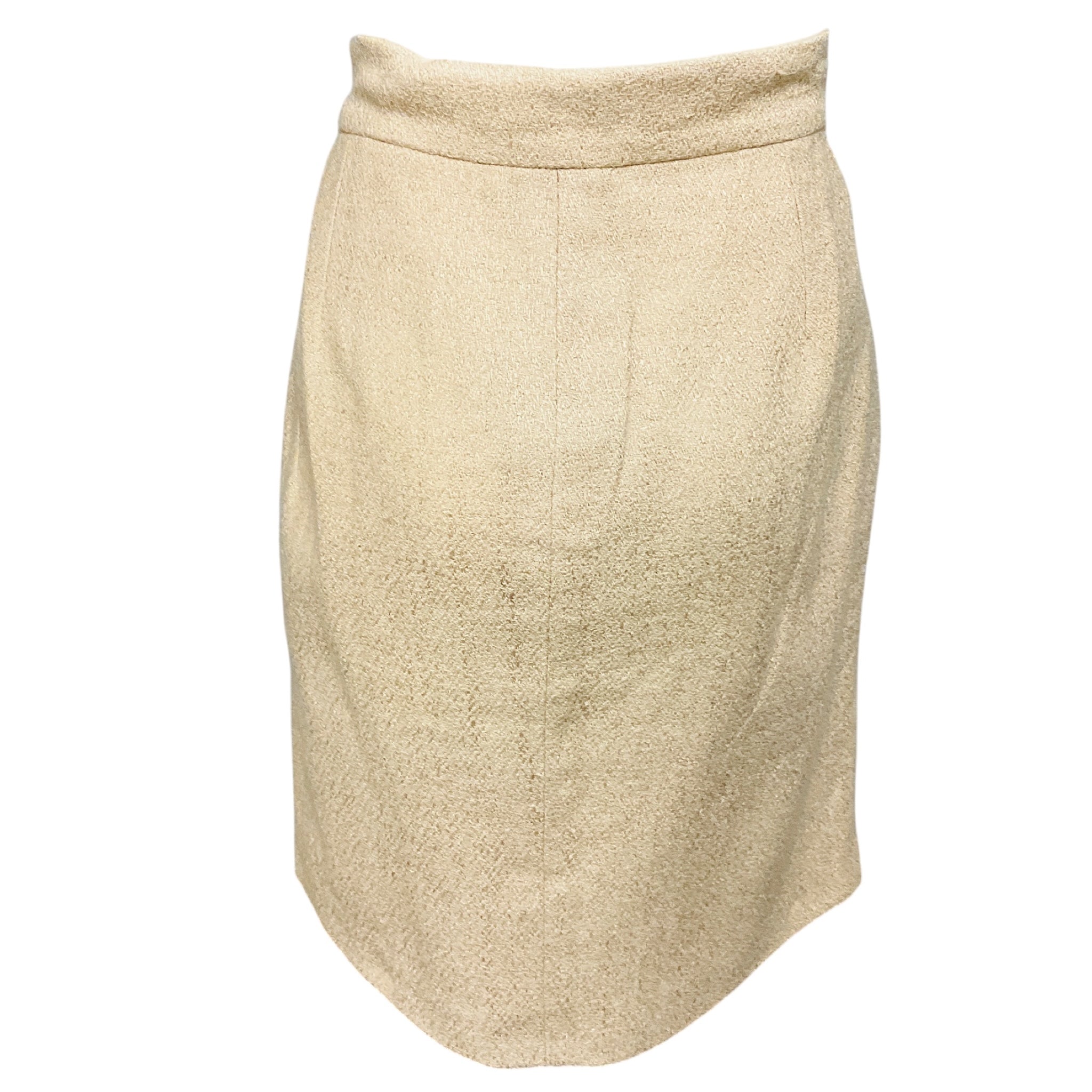 Versace Beige Front Pleat Mid Length Skirt
