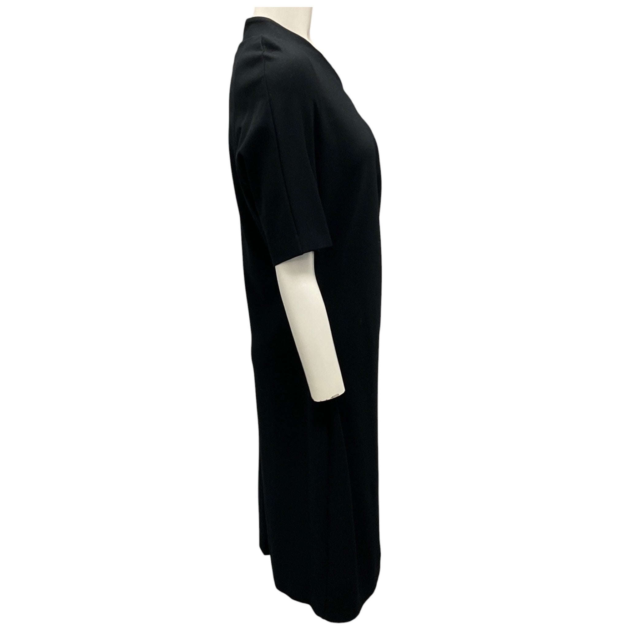 Escada Black Ruched Short Sleeved Jersey Knit Midi Dress