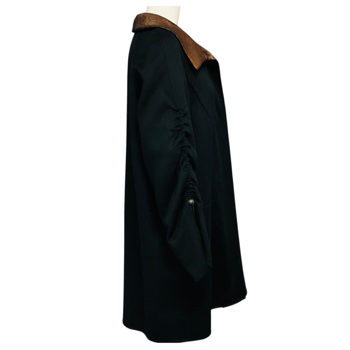Akris Black / Copper Metallic Reversible Wool and Angora Coat