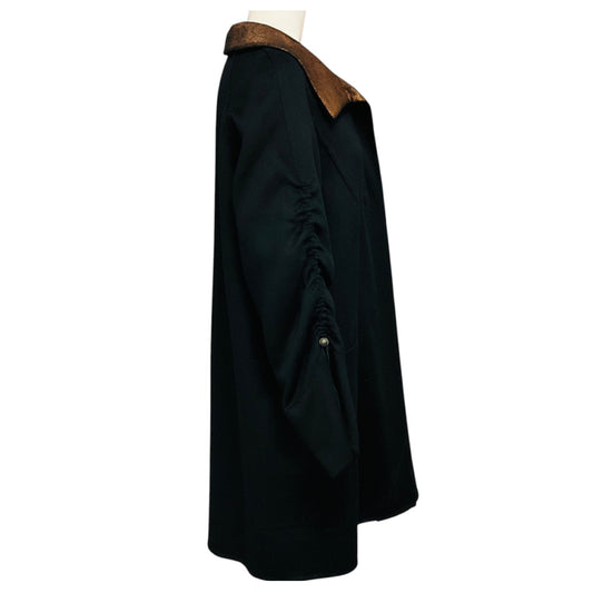 Akris Black / Copper Metallic Reversible Wool and Angora Coat