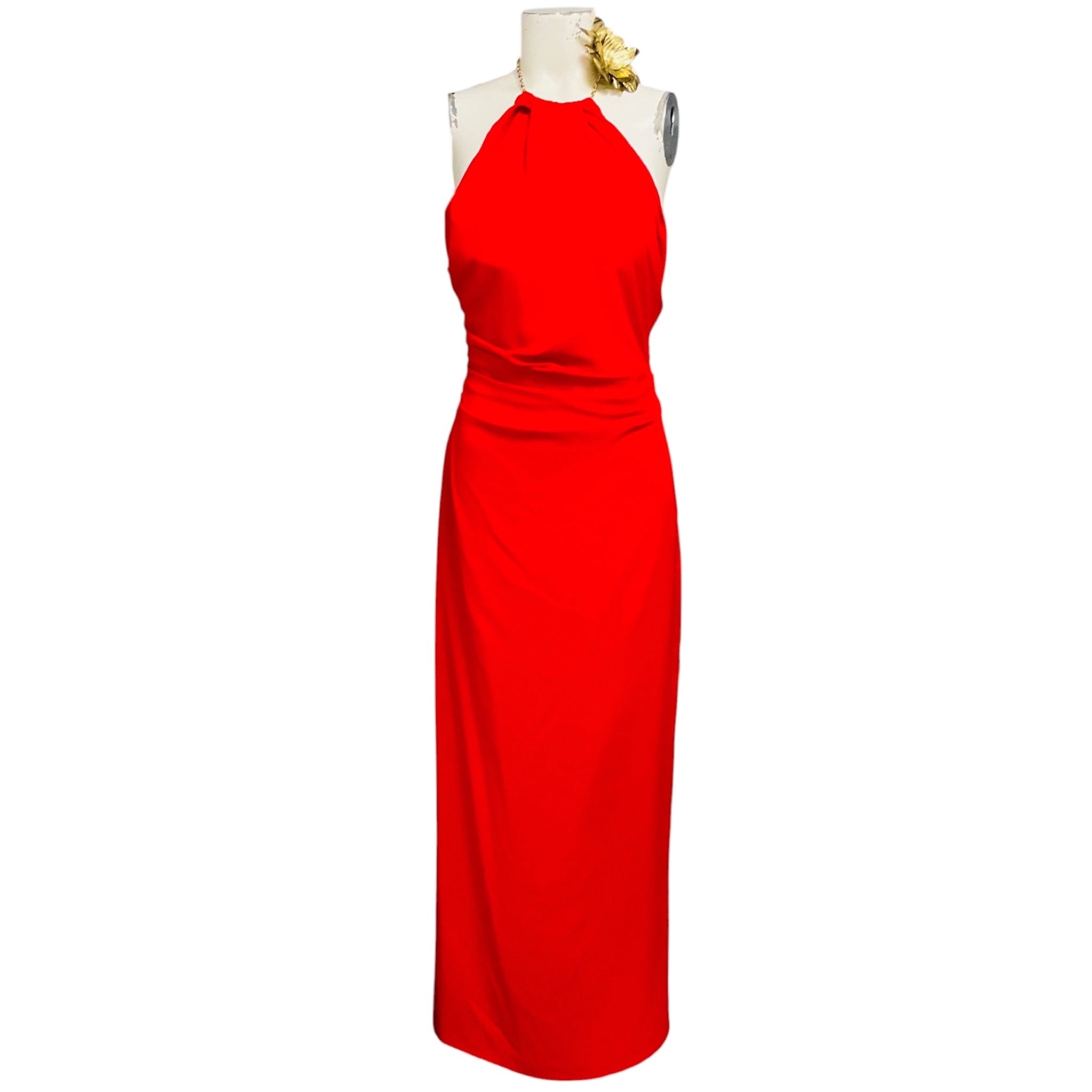 Rachel Gilbert Red Raye Crepe Gown / Formal Dress