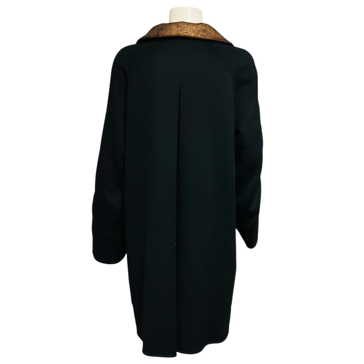 Akris Black / Copper Metallic Reversible Wool and Angora Coat