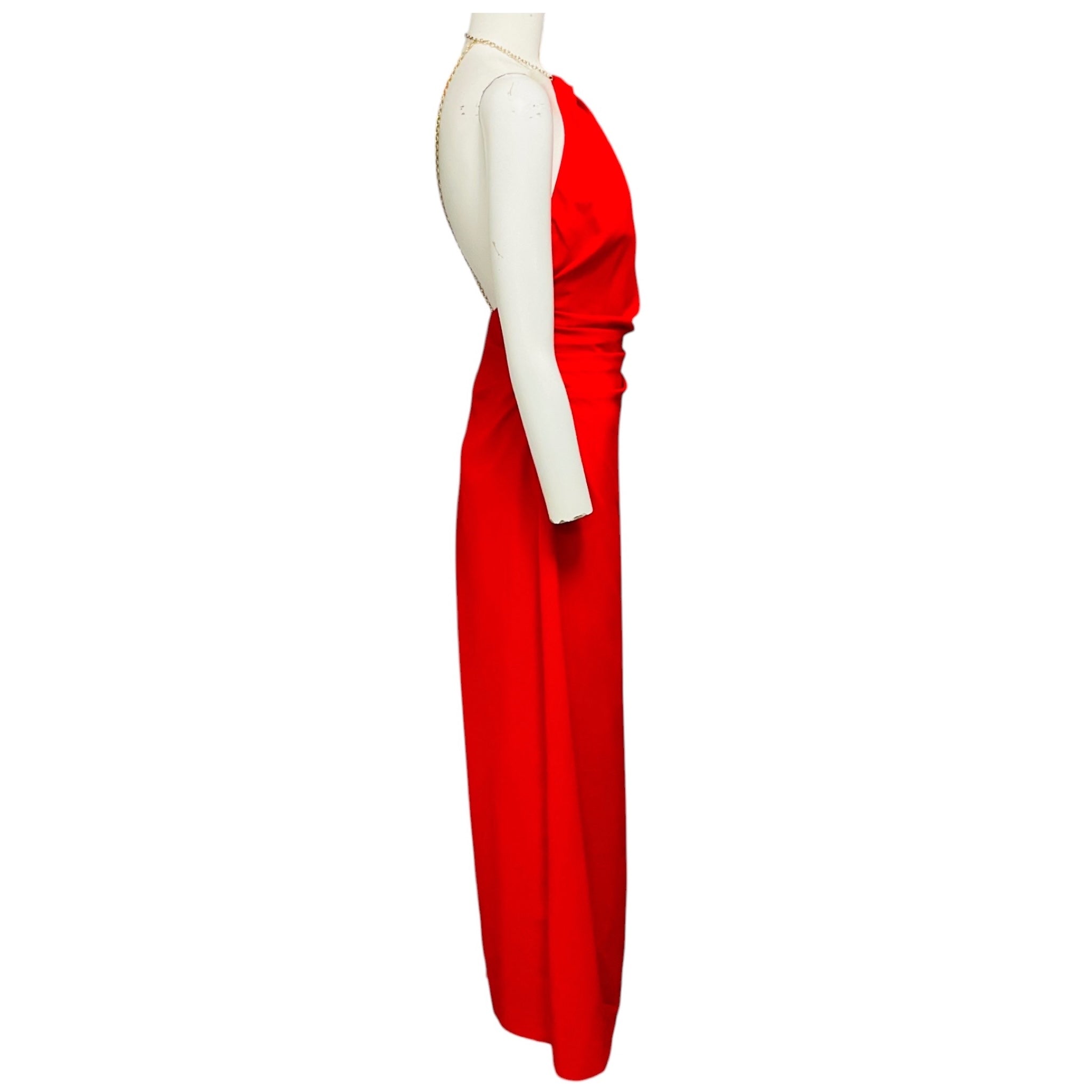 Rachel Gilbert Red Raye Crepe Gown / Formal Dress