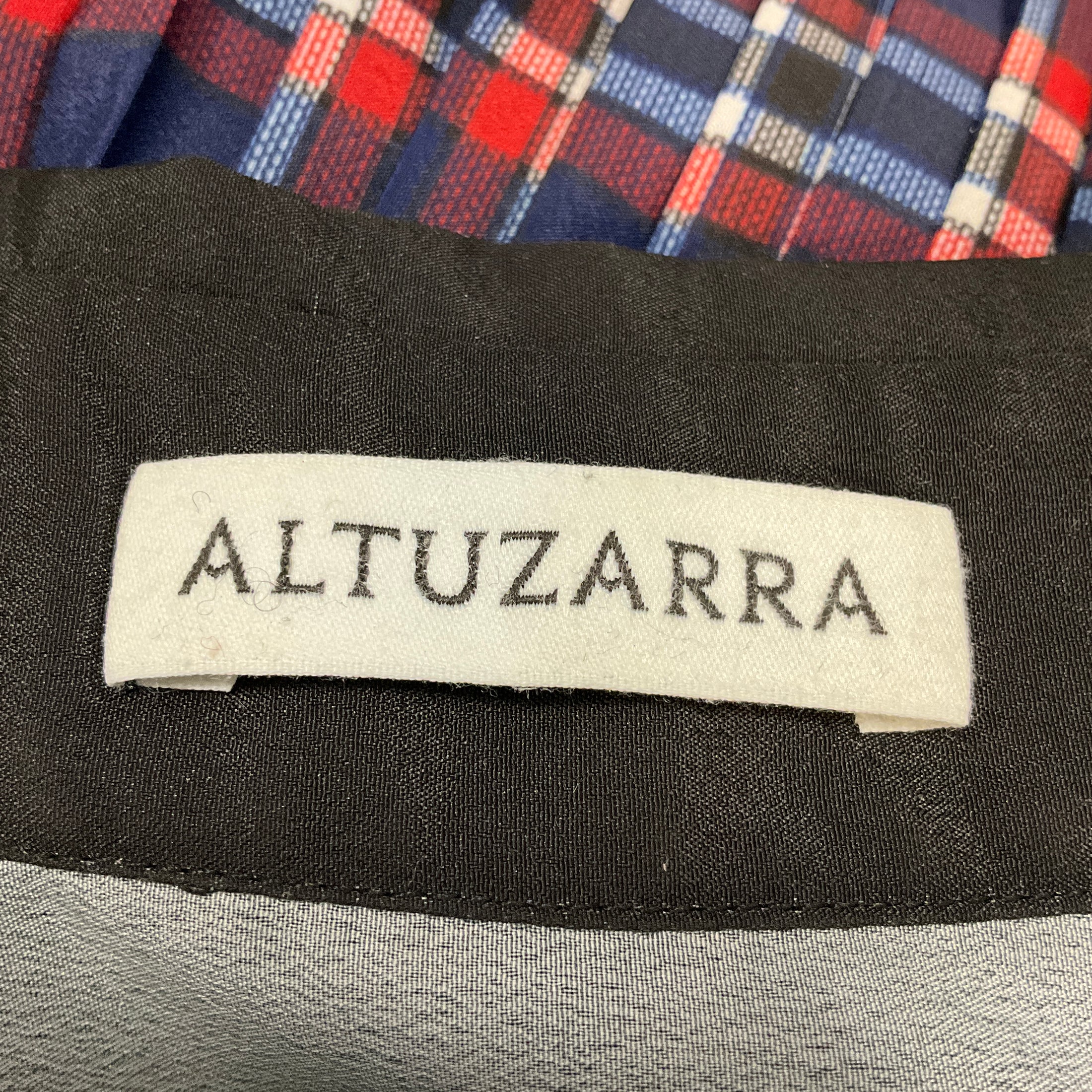 Altuzarra Blue / Black / White / Red Maria Tie Dye Check Print Shirtdress