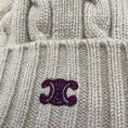 Load image into Gallery viewer, Celine Tan Cable Knit Cashmere Triomphe Beanie Hat
