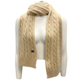 Load image into Gallery viewer, Celine Tan Cable Knit Cashmere Triomphe Scarf
