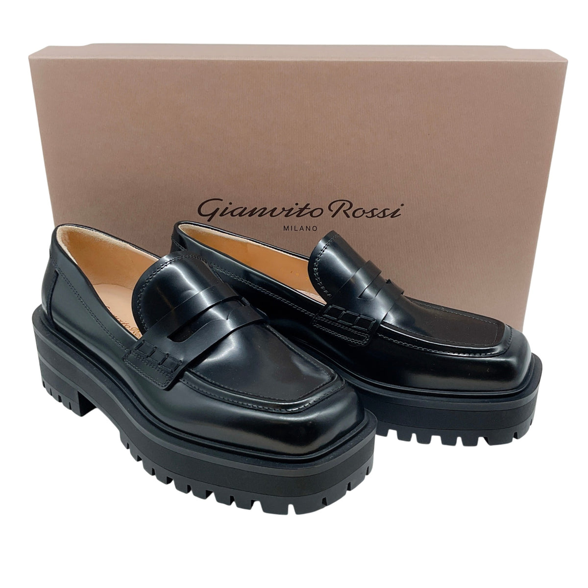 Gianvito Rossi Black Leather Ramsey Loafers