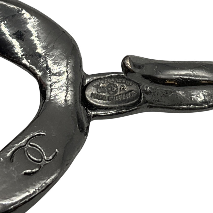 Chanel Gunmetal / Black 2003 Large Bead and CC Logo Pendant Chain Belt
