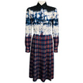 Load image into Gallery viewer, Altuzarra Blue / Black / White / Red Maria Tie Dye Check Print Shirtdress
