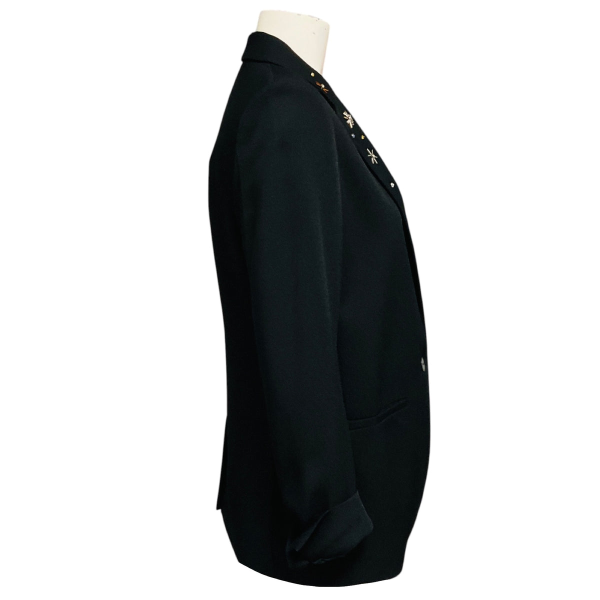 forte_forte Black Crystal Embellished One Button Jacket