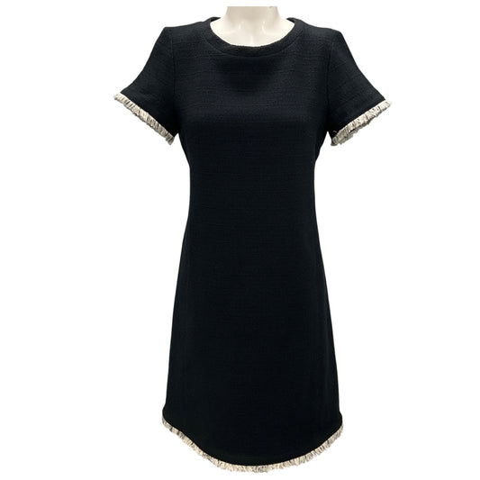 Max Mara Weekend Black / White Fringed Trim Short Sleeved Tweed Dress