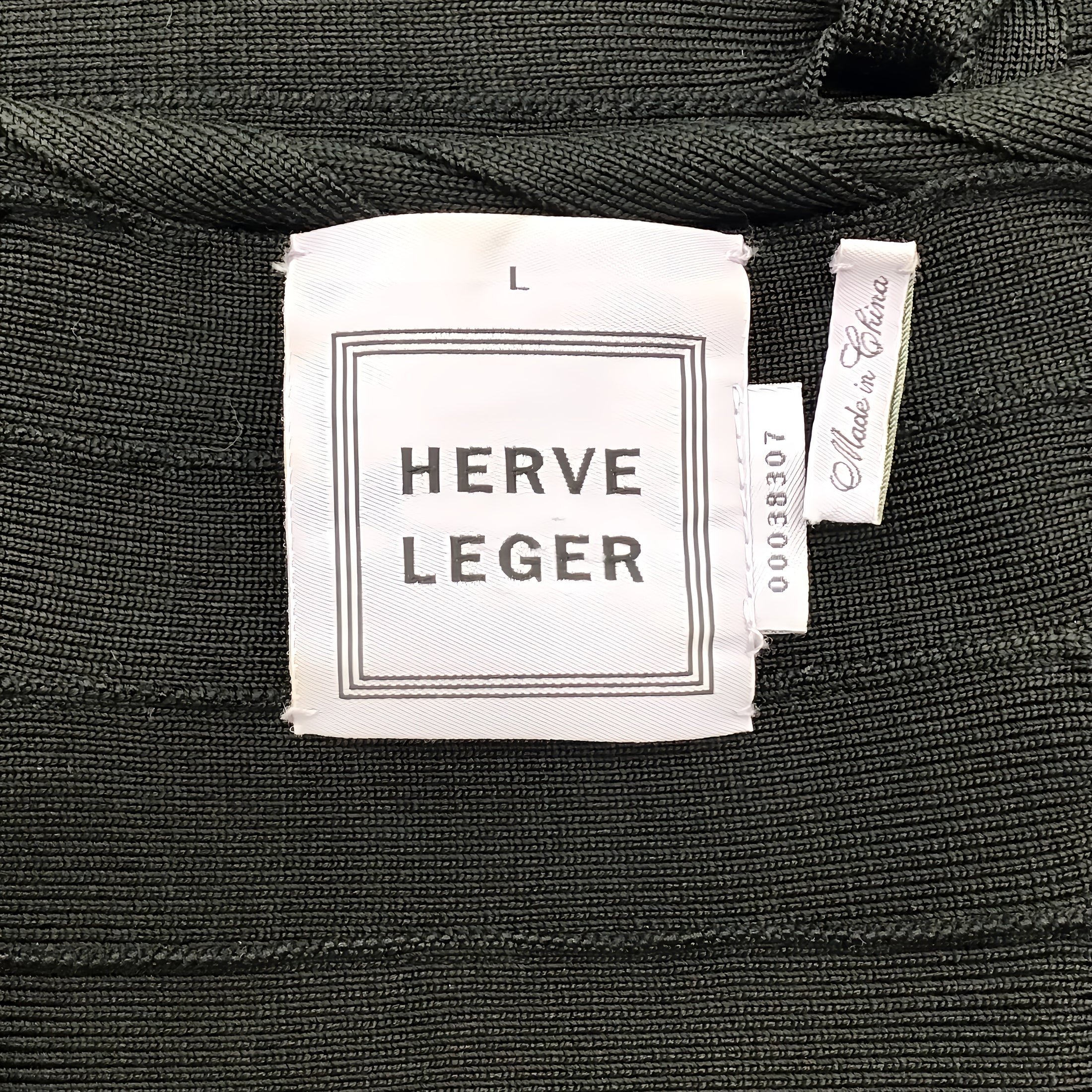 Herve Leger Black Open Weave Bandage Dress