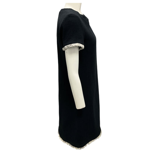 Max Mara Weekend Black / White Fringed Trim Short Sleeved Tweed Dress