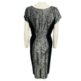 Load image into Gallery viewer, Carolina Herrera Black / Silver Metallic Short Sleeved Silk Jacquard Midi Cocktail Dress
