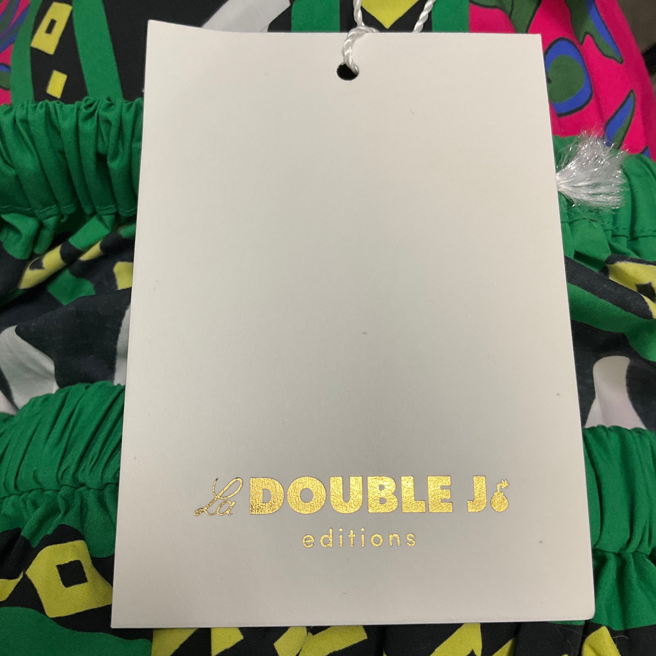 La DoubleJ Pink / Green Multi Cartwheel Fuxia Print Popeline Cotton Short Paloma Dress
