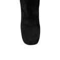 Load image into Gallery viewer, Prada Black / Silver Logo Plaque Heeled Tall Suede Leather Boots
