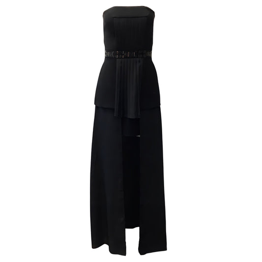 sass & bide Black Strapless Dress with Beaded Detail and Maxi Overlay