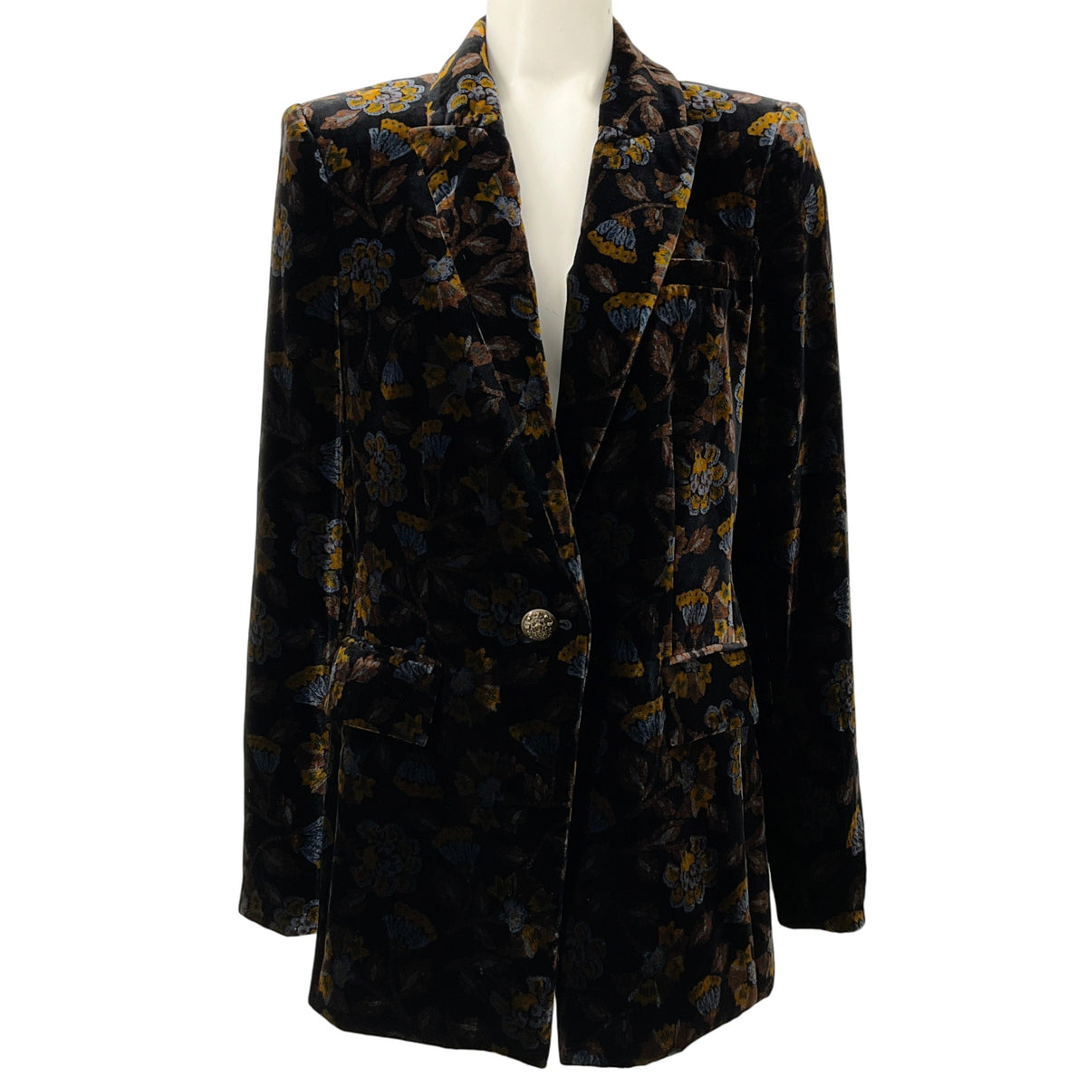 Veronica Beard Black Multi Long & Lean Floral Velvet Dickey Jacket
