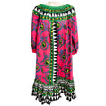Load image into Gallery viewer, La DoubleJ Pink / Green Multi Cartwheel Fuxia Print Popeline Cotton Short Paloma Dress
