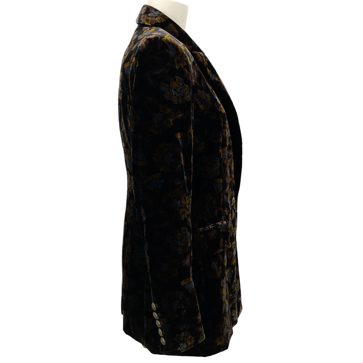 Veronica Beard Black Multi Long & Lean Floral Velvet Dickey Jacket