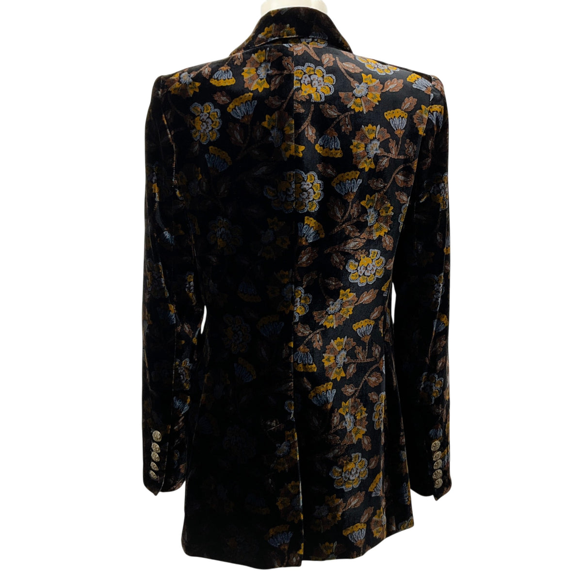 Veronica Beard Black Multi Long & Lean Floral Velvet Dickey Jacket