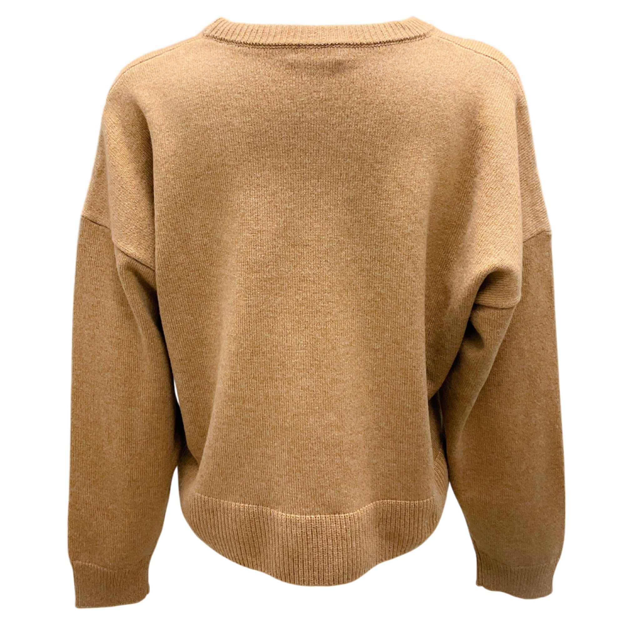 Celine Tan Cashmere Knit Crewneck Triomphe Sweater