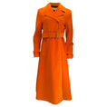 Load image into Gallery viewer, Marni Orange 2022 Belted Double Breasted Lambskin Leather Trimmed Mid-Length Corduroy Coat
