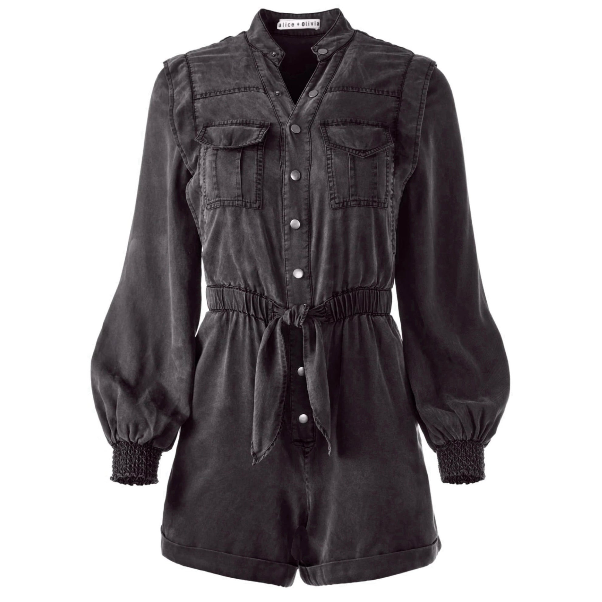 Alice + Olivia Charcoal Kota Cargo Pocket Romper