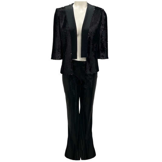 Galvan London Black Sequined Jacket and Pants Suit Set