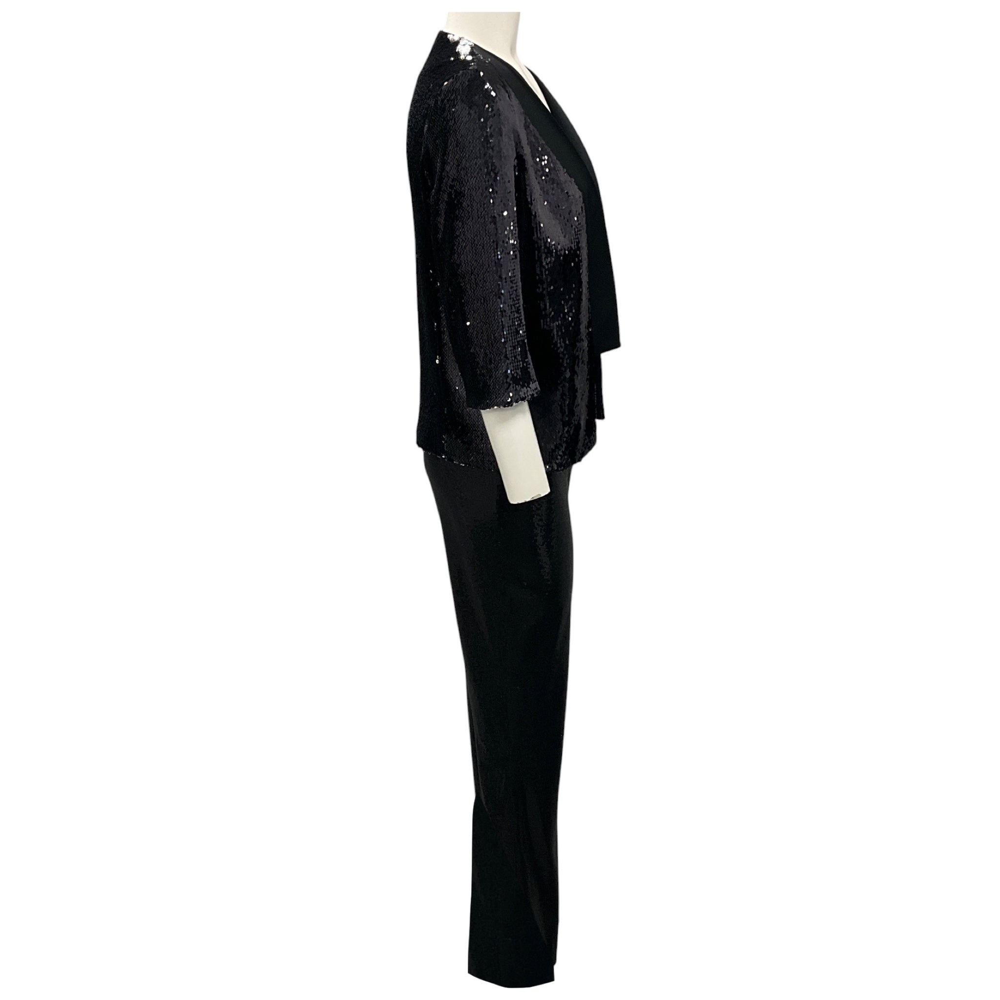 Galvan London Black Sequined Jacket and Pants Suit Set