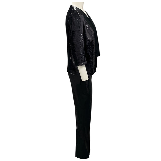 Galvan London Black Sequined Jacket and Pants Suit Set