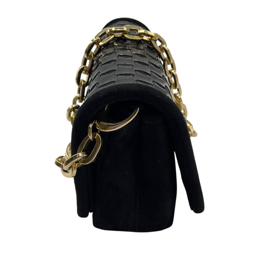 Jimmy Choo Black / Gold Hardware Chain Strap Suede Mini Evening Bag