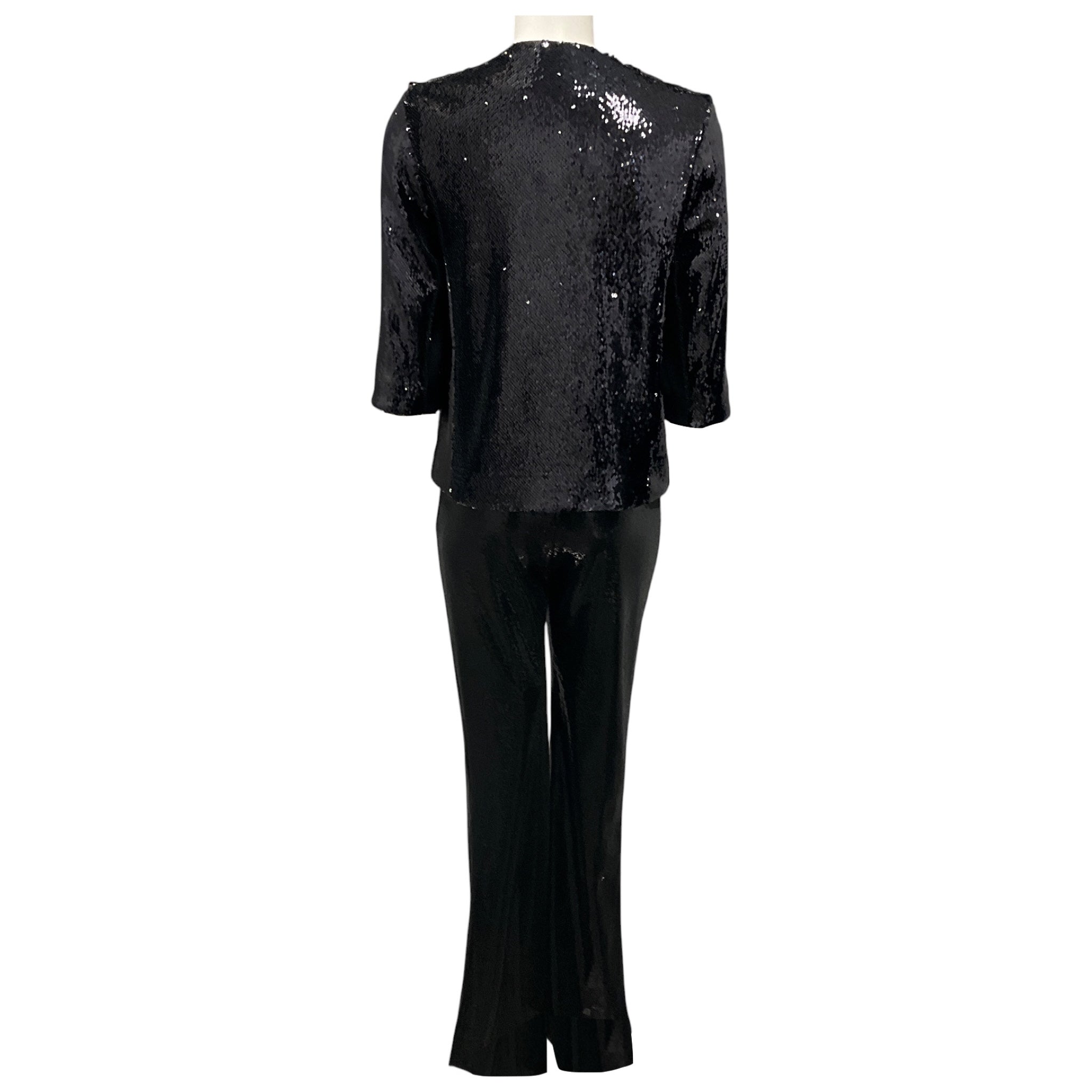 Galvan London Black Sequined Jacket and Pants Suit Set