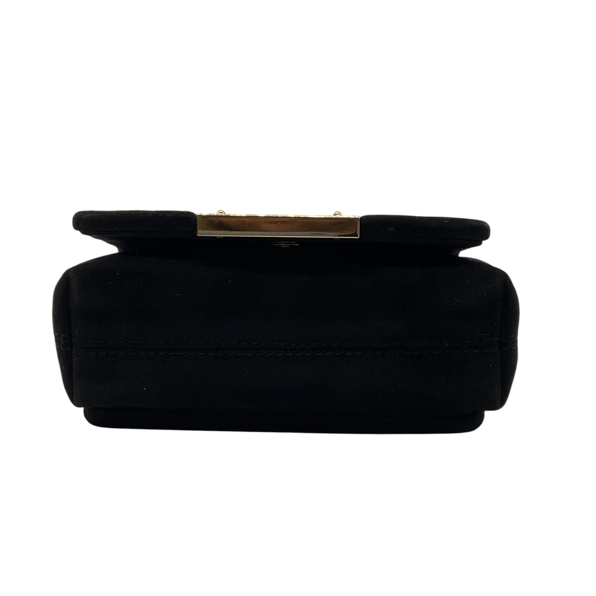 Jimmy Choo Black / Gold Hardware Chain Strap Suede Mini Evening Bag
