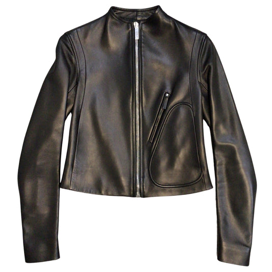 The Row Black Full Zip Lambskin Leather Biker Jacket