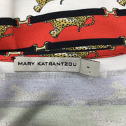 Mary Katrantzou Multicolored Striped Leopard Print Scoop Neck Jersey Dress
