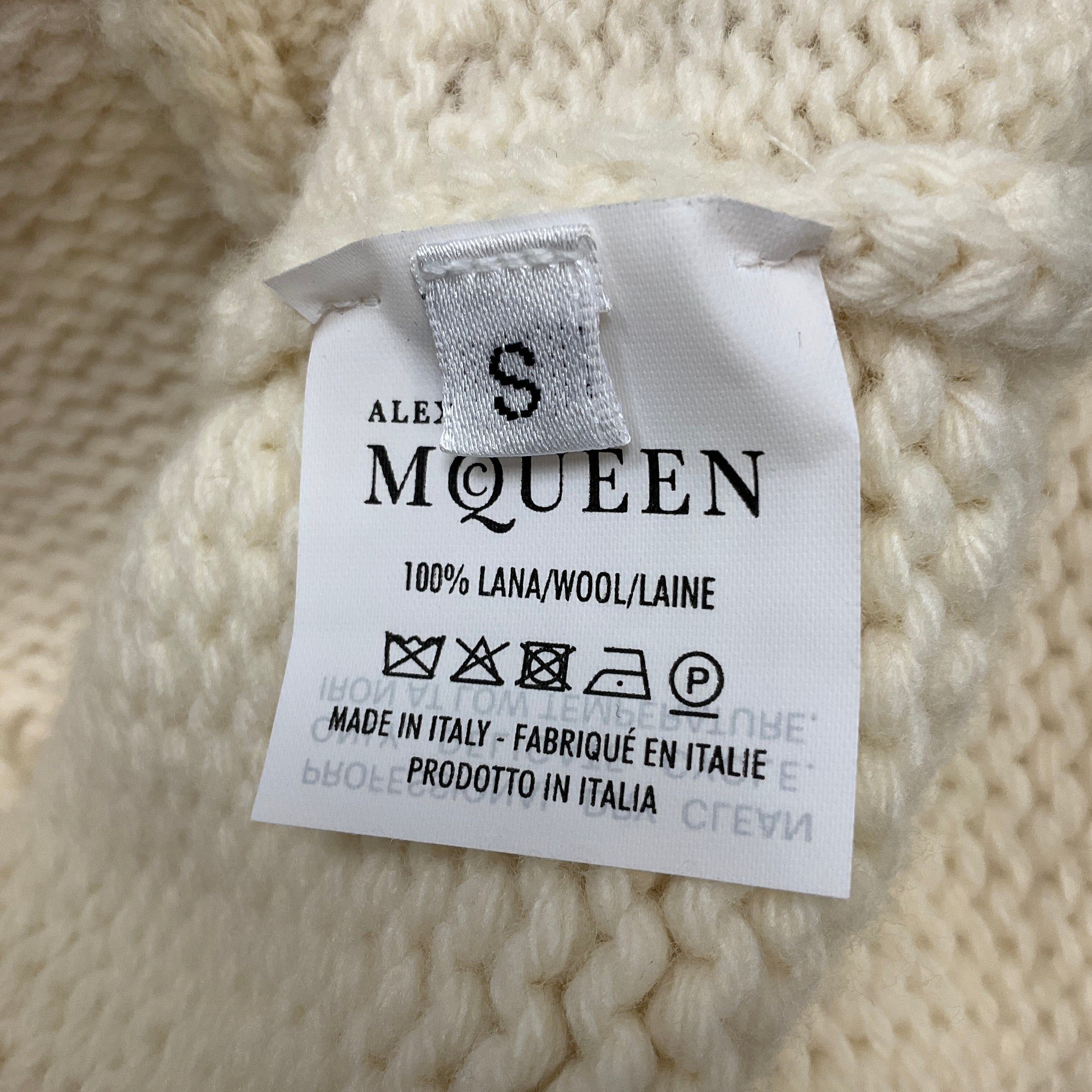 Alexander McQueen Ivory Textured Wool Knit Turtleneck Sweater