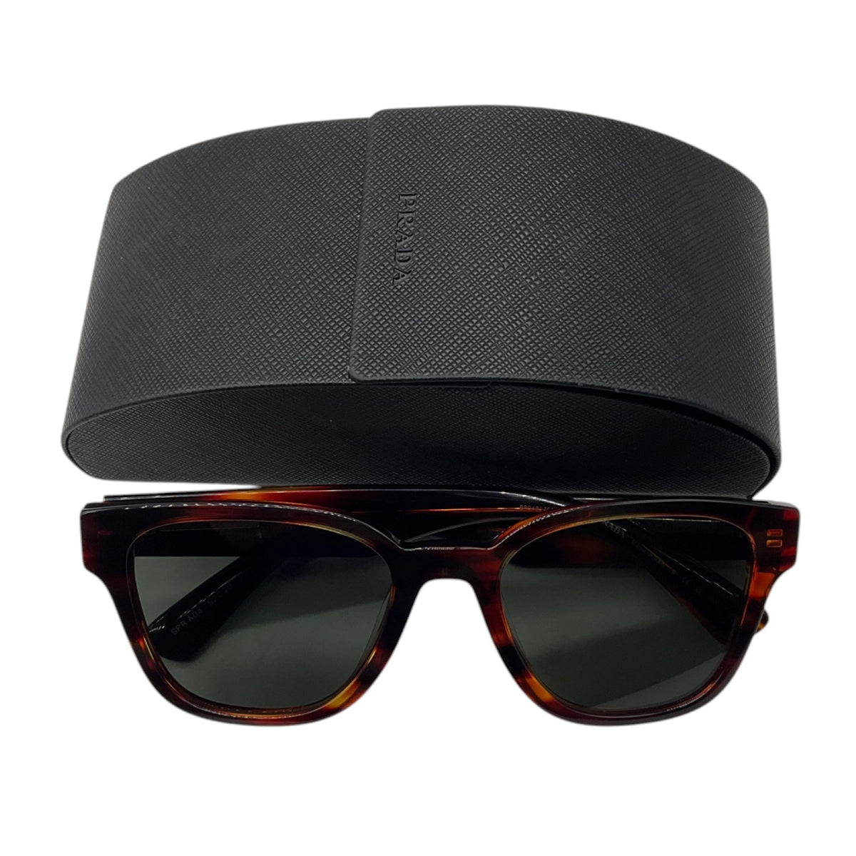 Prada Brown Havana Polarized Lens Acetate Frame Wayfarer Sunglasses