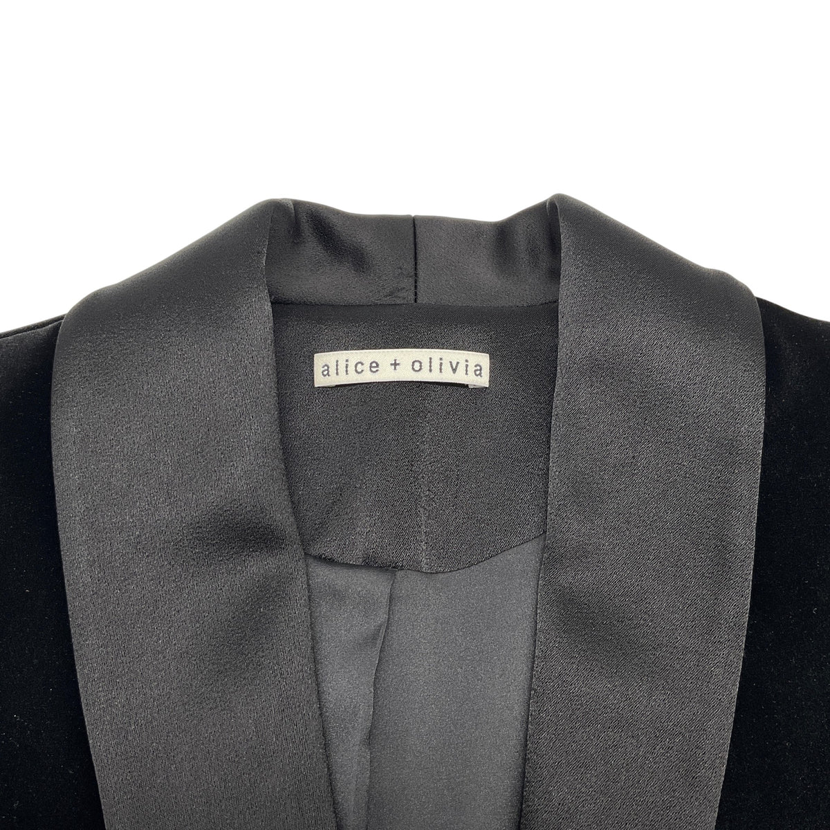 Alice + Olivia Black Velvet Tuxedo Jacket